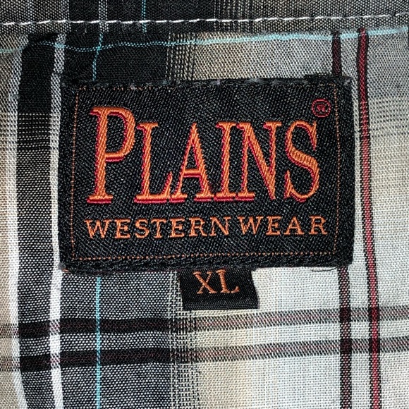 Plains Western Wear White and Cream Long Sleeve Plaid Shirt - Picture 7 of 8